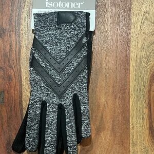 isotoner Black & Gray Chevron SmartTouch Gloves